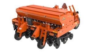 New Land Pride 3P1006NT Compact Drill photographed on an isolated white sweep background.