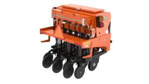 Land Pride 3P500/3P500V compact drill photographed on a white sweep.