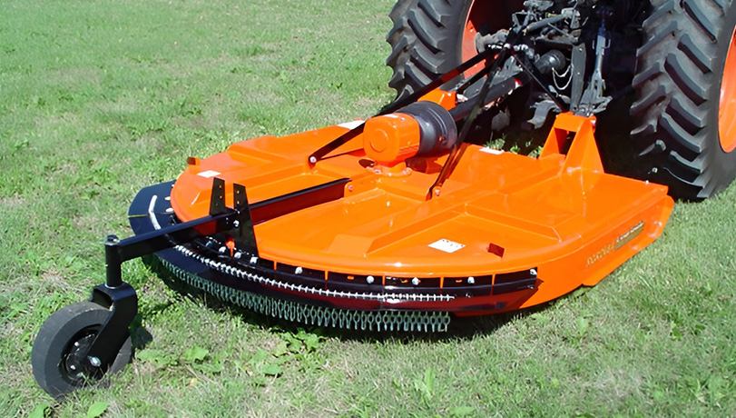 New Land Pride RCR2684 Rotary Cutters attached to a tractor in a grassy field.