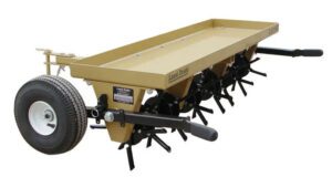 Land Pride Core Aerator photographed on an isolated white sweep.