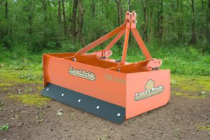 Example of a Land Pride box blade typically included in a Kubota tractor package.