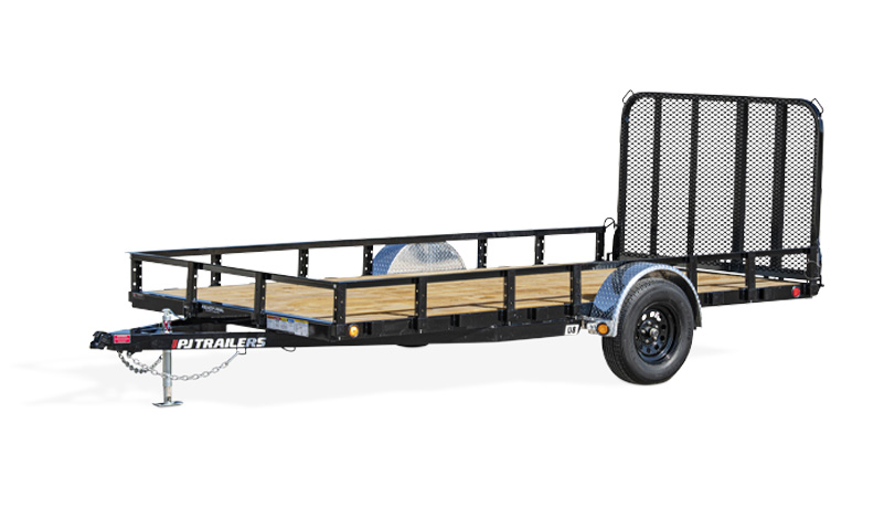 PJ Trailer U8-Series Utility Trailer isolated on a white sweep background.