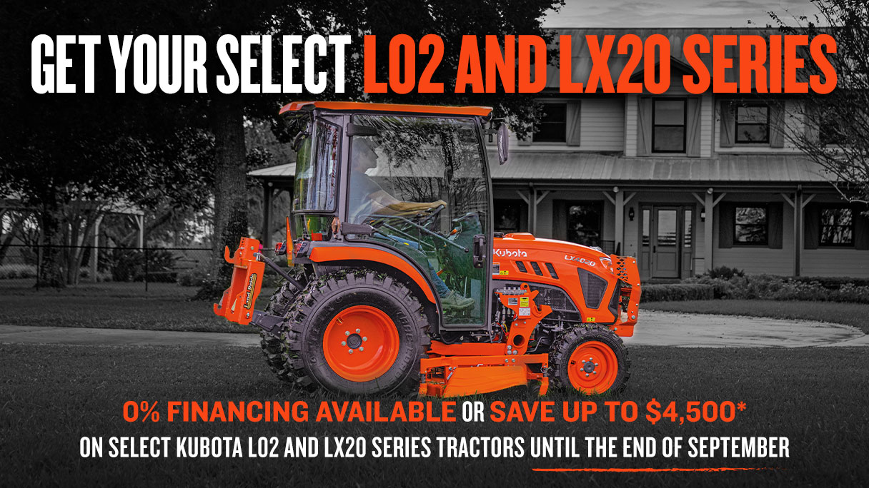 Kubota LX Series tractor in a residential area.