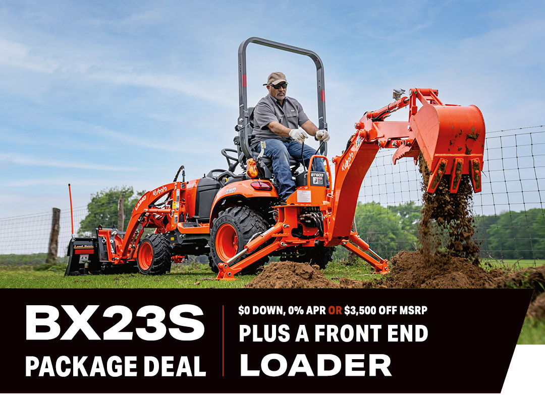 http://Man%20in%20a%20pasture%20using%20a%20BX23S%20tractor%20with%20digging%20attachments.